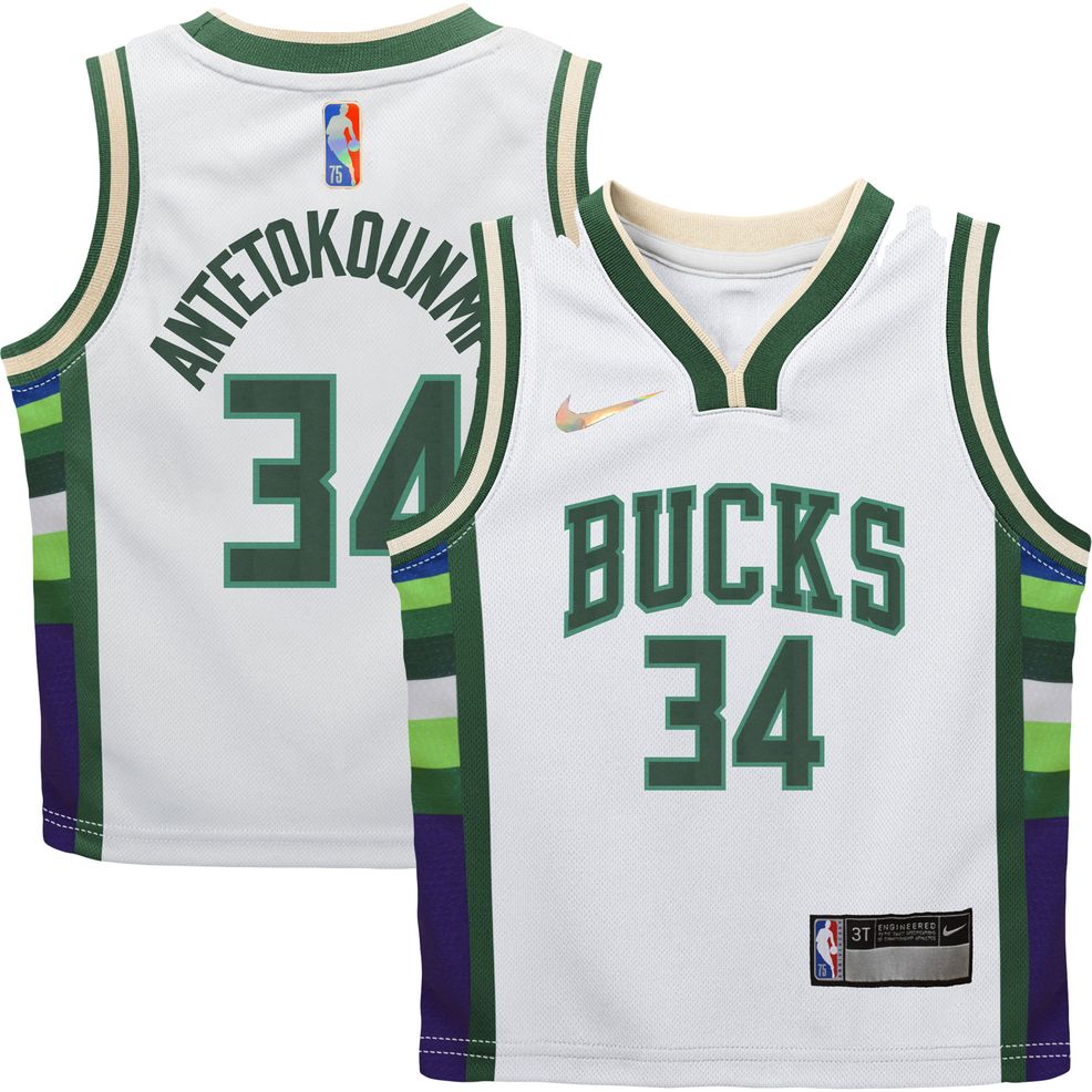 Giannis Antetokounmpo Milwaukee Bucks Nike Infant 2021-22 City Edition  Replica Jersey – White – Collette Boutique