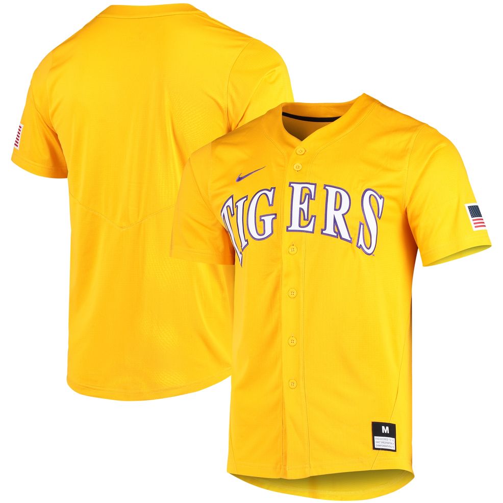 LSU Men's Nike College Full-Button Baseball Jersey.