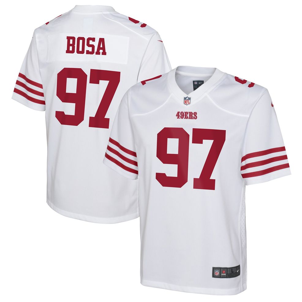 San Francisco 49ers Nike Game Road Jersey - White - Nick Bosa