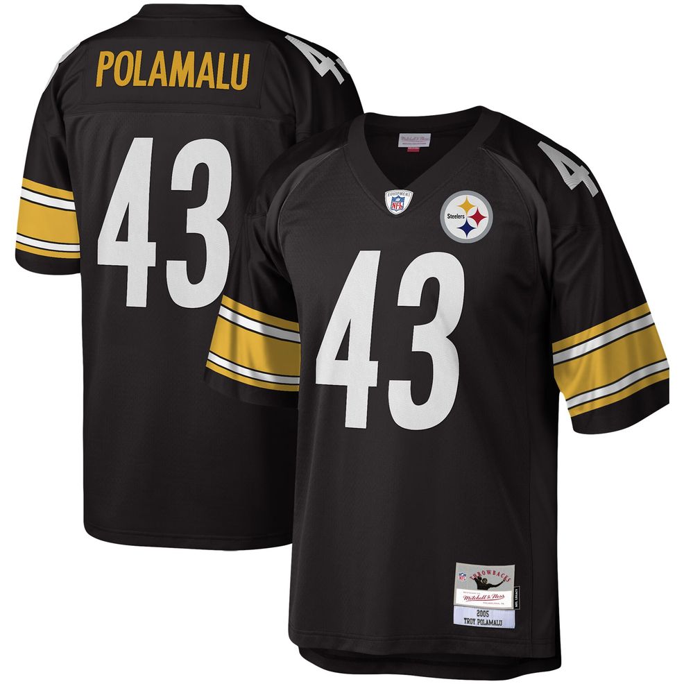 Mitchell & Ness Men's Troy Polamalu Black Pittsburgh Steelers Legacy Replica Jersey