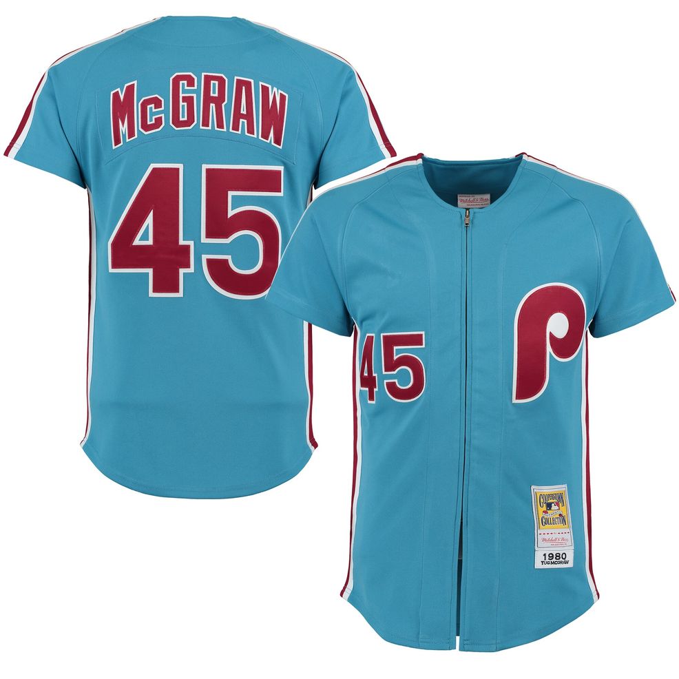 Tug McGraw Philadelphia Phillies Mitchell & Ness 1980 Throwback Player  Jersey – Light Blue – Collette Boutique